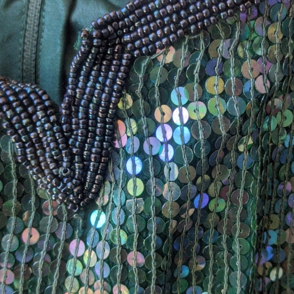 Vintage green sequin mini dress size S - Picture 6 of 7